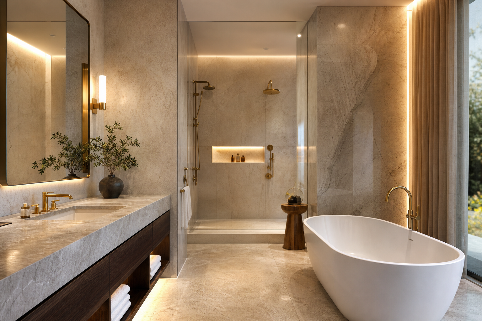 Bagno in pietra e ottone