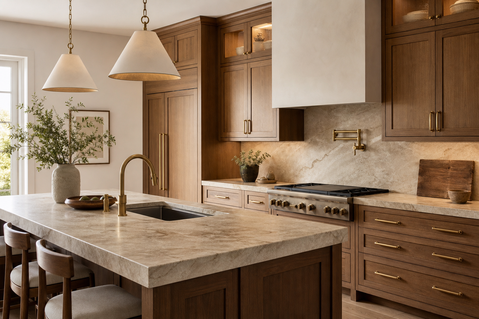 Cucina su misura in legno e pietra